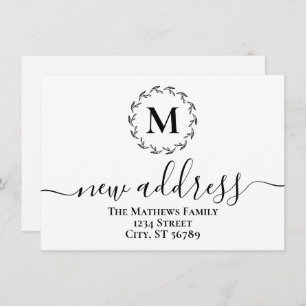 Einfache botanische Weste-Monogramm neue Adresse Ankündigung