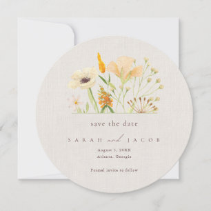 Einfache Botanische Wildblumen-Hochzeit  Save The Date