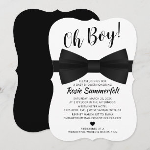 Einfache Bow-Krawatte Schwarzweiß   Babydusche Einladung