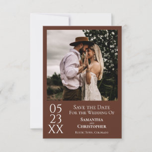 Einfache Braun Moderne Minimale Foto Hochzeit Save The Date