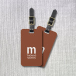 Einfache braune, fette Monogramm Gepäckanhänger<br><div class="desc">Eleganter,  individualisierbarer brauner Gepäckanhänger mit kühlem Monogramm.</div>