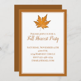 Einfache braune Herbstmapfelleaf Einladung