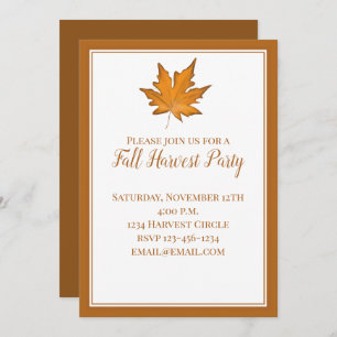 Einfache braune Herbstmapfelleaf Einladung