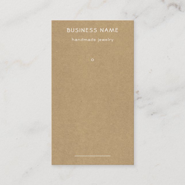 Einfache braune Kraftpapierdruckmarke Ohrpreismark Visitenkarte (Vorderseite)