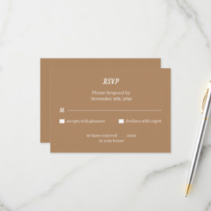 Einfache braune Personalisierte Hochzeit RSVP Karte