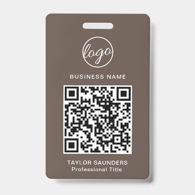 Einfache braune QR-Code Mitarbeiter-ID Ausweis (Vorderseite)