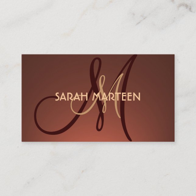Einfache braune und benutzerdefinierte Monogramm-K Visitenkarte (Vorderseite)