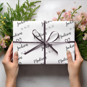 Einfache Braut- und Bräutigamen Hochzeit Weiß Geschenkpapier