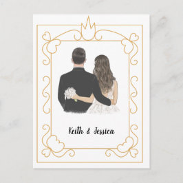 Einfache Braut und Hochzeit Postkarte