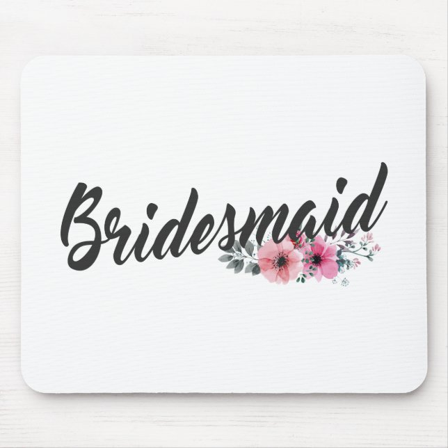 Einfache Brautjungfer Hochzeit Kalligrafie | Mausp Mousepad (Vorne)