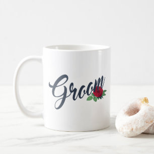 Einfache Brautstrauß-Blumen-Hochzeit-Kalligrafie   Kaffeetasse