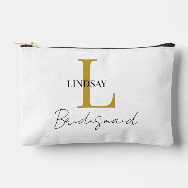 Einfache Bridesmaid-Geschenk-Monogramm, Name Zubehörtasche (Vorderseite)