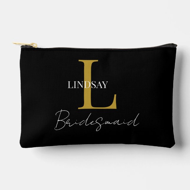 Einfache Bridesmaid-Geschenk-Monogramm, Name Zubehörtasche (Vorderseite)