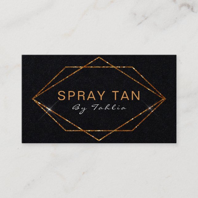 Einfache Bronze-Glitzer-Black-Mobile Spray Tan Visitenkarte (Vorderseite)