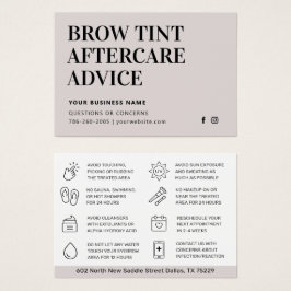 Einfache Brow Tint Aftercare Instructions Card