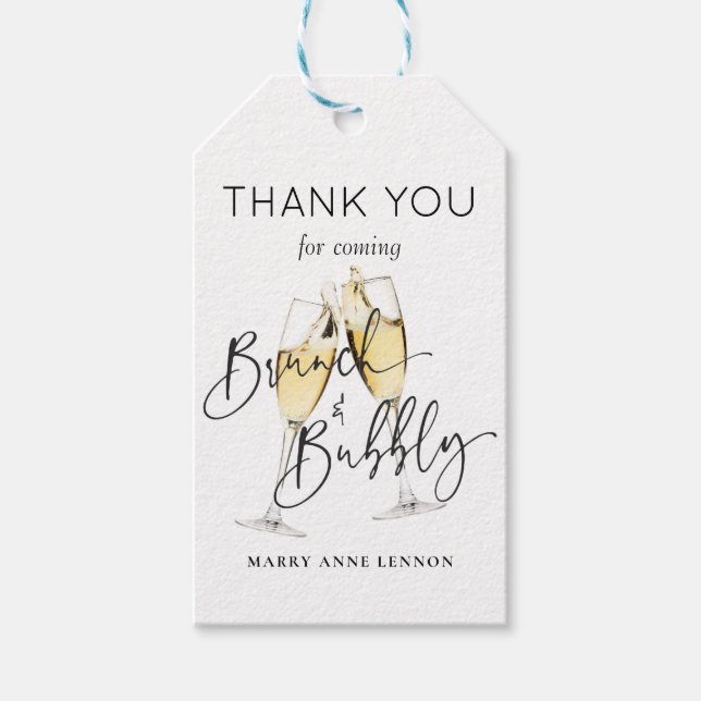 Einfache Brunch- und Bubbly-Geschenkmarken Geschenkanhänger (Vorderseite)