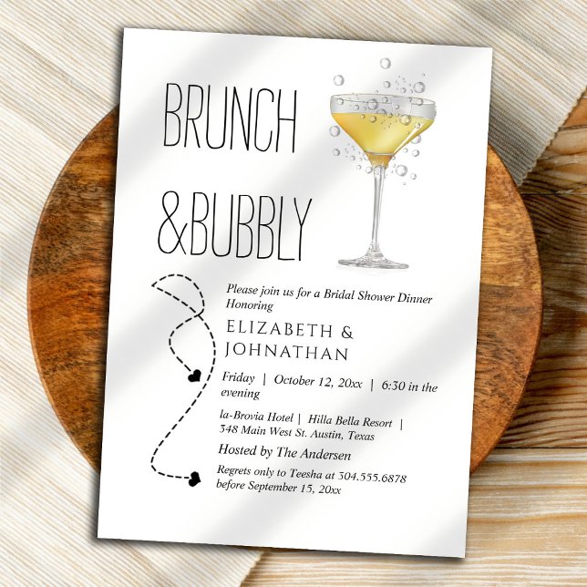 Einfache Brunch- und Sprudel-Script-Einladung Einladung (Von Creator hochgeladen)