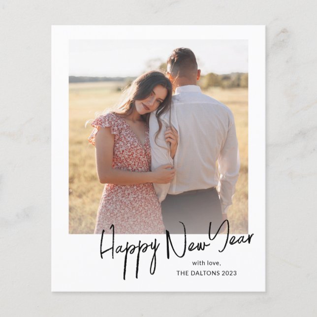 Einfache Budget Foto Happy New Year Holiday Card (Vorderseite)