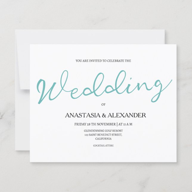 Einfache Budget-Hochzeitseinladung. (Vorderseite)