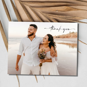 Einfache Budget-Hochzeitsfoto-Dankeskarten Postkarte