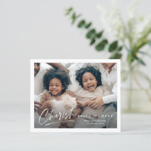Einfache Budget-Schriftfoto-Weihnachtskarte zum Li