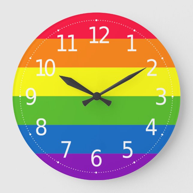 Einfache bunte Wanduhr des LGBT Stolz-Regenbogen-| (Vorderseite)