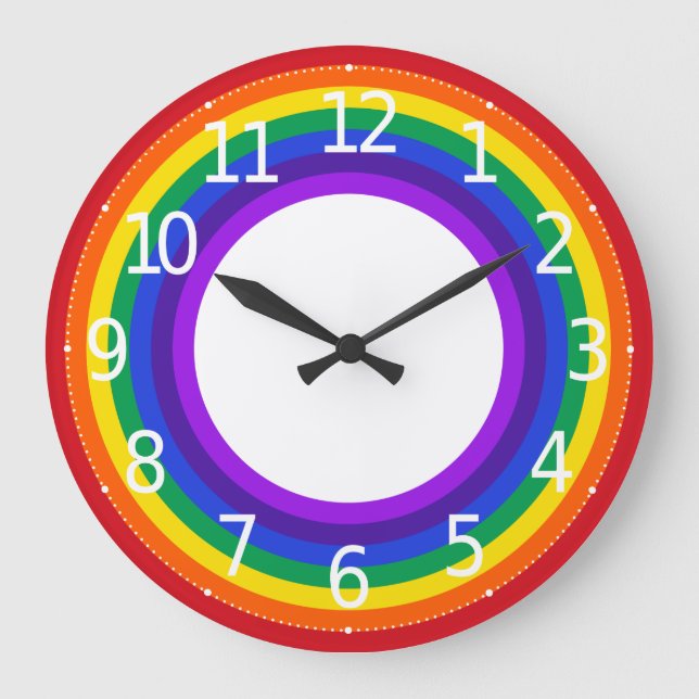 Einfache bunte Wanduhr des LGBT Stolz-Regenbogen-| (Vorderseite)