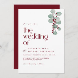 Einfache Burgunder Weinkeller Winterhochzeit Moder Einladung