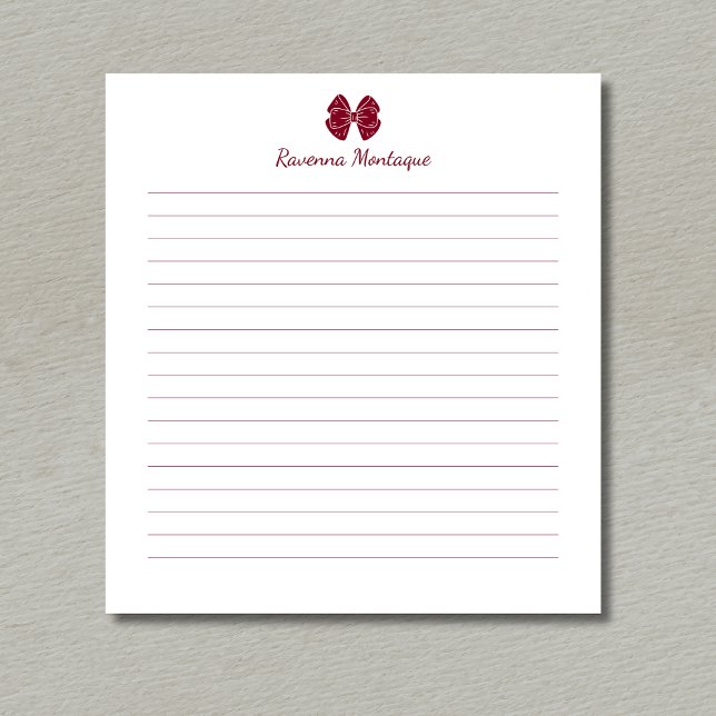 Einfache burgunderrote Bogen-Handschrift benutzerd Notizblock (Von Creator hochgeladen)