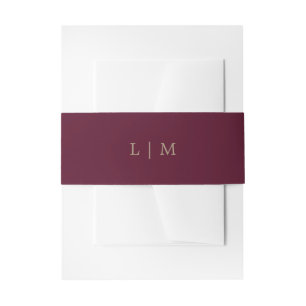 Einfache Burgundy Monogram Minimal Elegante Hochze Einladungsbanderole
