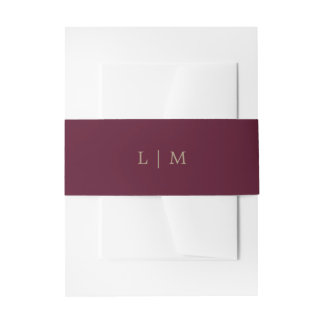 Einfache Burgundy Monogram Minimal Elegante Hochze Einladungsbanderole