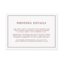Einfache Burgundy White Minimalistisch Wedding Det