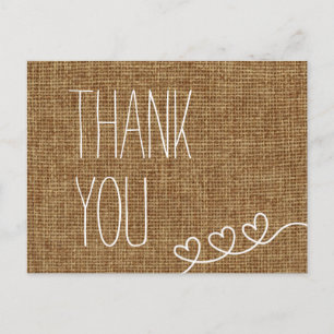 Einfache Burlap Vielen Dank Post Card Postkarte