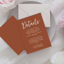 Einfache Burnt Orange Script Boho Wedding Details