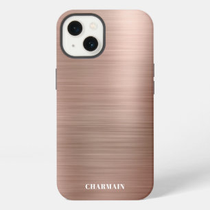 Einfache Bürstenmetall-Roségold iPhone 13 Hülle