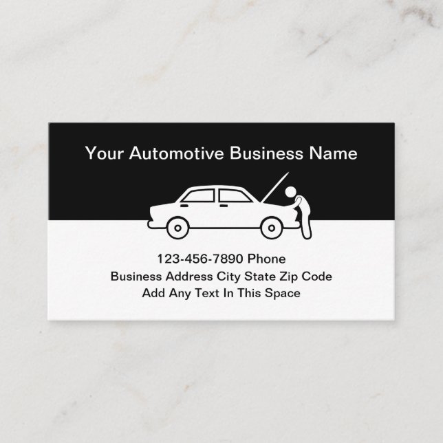 Einfache Business Cards für den Automobilservice Visitenkarte (Vorderseite)