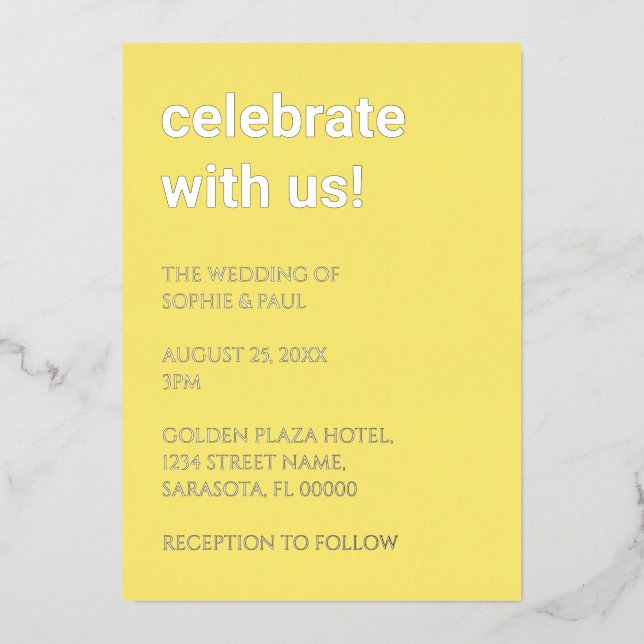 Einfache Buttergelbe Einladung (Vorderseite)