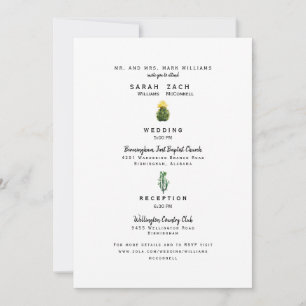 Einfache Cactus Two Venue Website Eltern Hochzeite Einladung