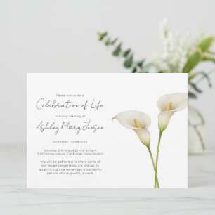 Einfache Calla-Lilien-Feier des Lebens Begräbnis Einladung