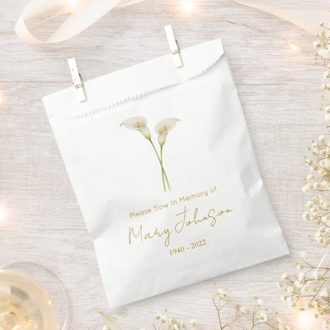 Einfache Calla-Lilien-Samenpackung Beerdigung  Geschenktütchen (Ausgeschnitten)