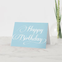 Einfache Calligrafie Light Blue Happy Birthday Car