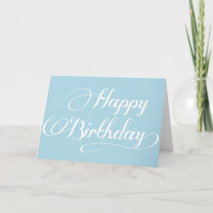 Einfache Calligrafie Light Blue Happy Birthday Car Karte