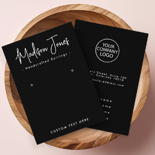 Einfache Calligrafie Schwarzer Ohrring-Display-Kar Visitenkarte