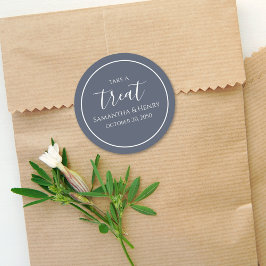 Einfache Calligrafie Script-Leckerei Hochzeit Grau Runder Aufkleber