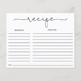 Einfache Calligrafy Brautparty Rezept Card