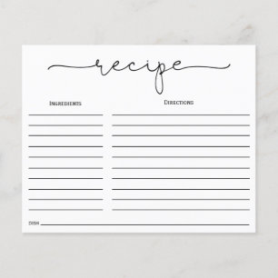 Einfache Calligrafy Brautparty Rezept Card