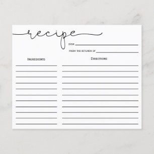 Einfache Calligrafy Brautparty Rezept Card
