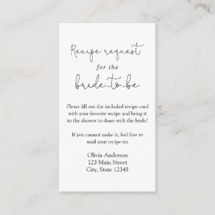 Einfache Calligraphie-Rezeptkarte Begleitkarte