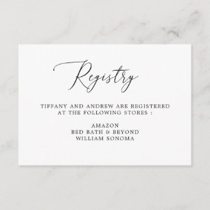 Einfache Calligraphy Wedding Gift Registry Cards Begleitkarte