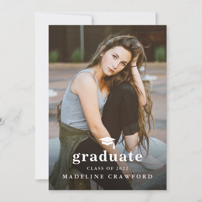 Einfache Cap mit Abschluss vom Typ 2 Foto Einladung (Vorderseite)